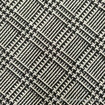 Boucle fashion plaid design with black lurex fabric